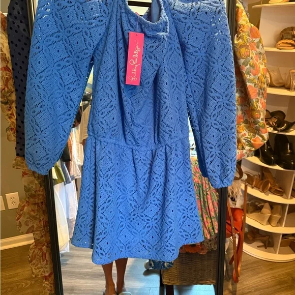 Lilly Pulitzer Blue Off-Shoulder Romper - Picture 4 of 4